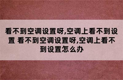 看不到空调设置呀,空调上看不到设置 看不到空调设置呀,空调上看不到设置怎么办